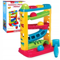 Smily Play, zabawka edukacyjna Zjeżdżalnia z piłeczkami i młotkiem Smily Play