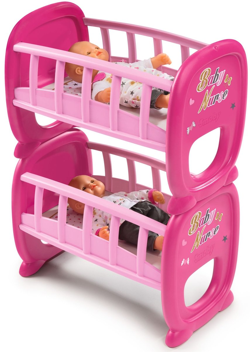 Smoby, łóżeczko piętrowe dla lalek Baby Nurse 2w1, 220329 - Smoby