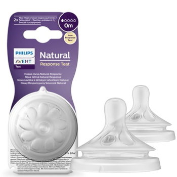 Smoczek do butelki AVENT SCY961/02, 2 szt - 0m+ antykolkowy silikonowy natural response karmienie piersią niemowlę bez BPA - Philips Avent