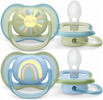 Smoczek Ultra Air PHILIPS AVENT SCF085/58, 2 szt. - 0-6 miesięcy silikonowy ortodontyczny bez BPA etui do sterylizacji