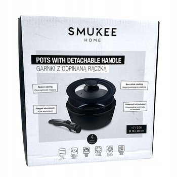 Smukee Garnki z odpinaną rączką 1,7/2,3L 18/20cm czarne 4el. indukcja - Inny producent