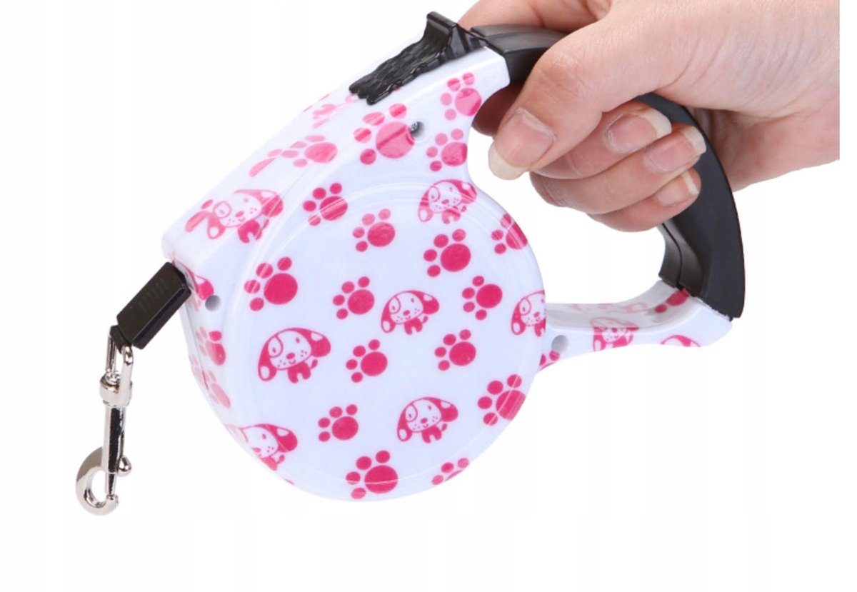 Lewer Lewer Różowy Smycz Automatyczna Dla Psa Taśma Z Blokadą 35Kg 5M