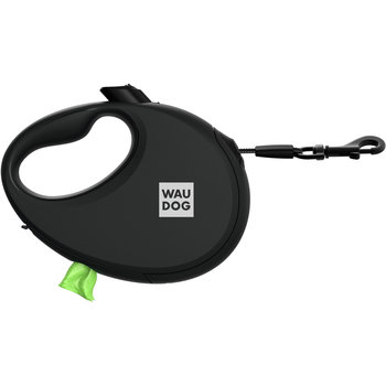 Smycz Automatyczna Dla Psa Waudog R-Leash Z Pojemnikiem Na Worek, Taśma Odblaskowa, Czarna, Rozmiar S, Do 12 Kg - Waudog