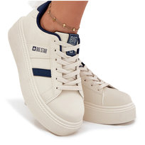 Sneakersy Damskie Na Platformie Big Star SS274347 Jasnobeżowe-38 Big Star
