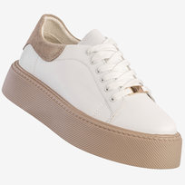 Sneakersy Damskie Skórzane Buty Na Platformie Półbuty Białe Filippo DP6119/25WH Beżowy 38