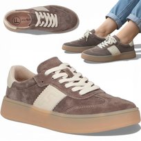 Sneakersy Damskie SKÓRZANE FILIPPO Wygodne Półbuty Brązowe na Platformie 39 FILIPPO