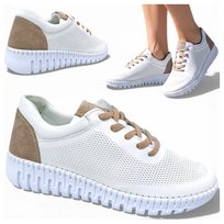 Sneakersy Damskie SKÓRZANE Wygodne Półbuty Białe Ażurowe Letnie Artiker 41 Artiker