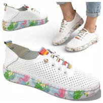 Sneakersy Damskie SKÓRZANE Wygodne Półbuty Białe Modne Letnie Artiker 38 Artiker