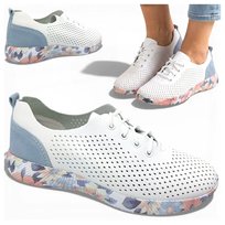 Sneakersy Damskie SKÓRZANE Wygodne Półbuty Białe Modne Letnie Artiker 38 Artiker