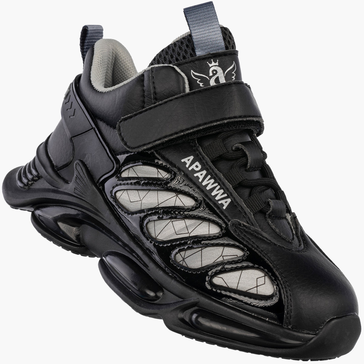 Sneakersy Dziecięce Ekoskóra Buty Sportowe Na Rzepy Półbuty Czarne Apawwa Czarny 26