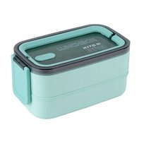 Śniadaniówka lunchbox podwójny z przegródkami, sztućcami i pokrywką do szkoły i biura KITE 1400 ml zielona KITE