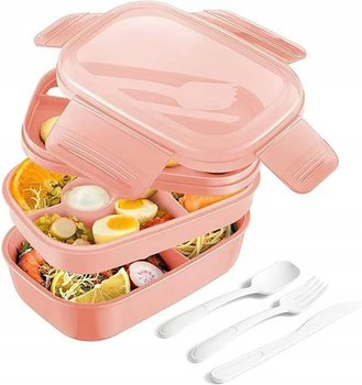 Śniadaniówka Lunchbox Z Przegródkami Piętrowy Pojemnik Xxl Sztućce Różowy - Inny producent