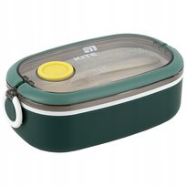 Śniadaniówka zielona kite 900 ml – lunchbox z przegrodami, sztućcami i uchwytem do szkoły, pracy i podróży bpa-free