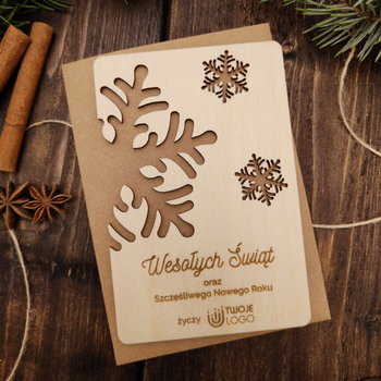 Śnieżynka - drewniana grawerowana kartka świąteczna - Inna marka