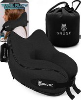 SNUGL Poduszka Podróżna z Pianki Memory – Ergonomiczna Poduszka Pod Kark i Szyję, Idealna do Samolotu, Auta i Pociągu – Wsparcie Ortopedyczne, Pokrowiec i Torba z Klipsem w Zestawie