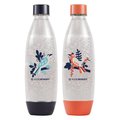 SodaStream Butelki na wodę Fuse Free Birds czarna i koralowa, 2x1l - SodaStream