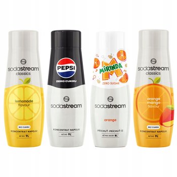 SODASTREAM Pepsi Zero + Mirinda Zero + Orange-Mango + Lemonade syropy 4 szt - SodaStream