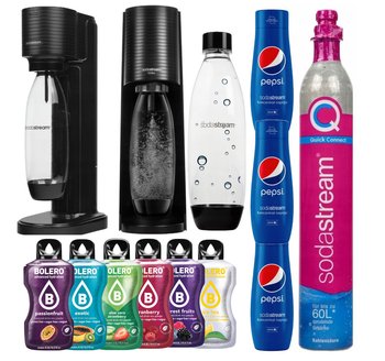 SODASTREAM TERRA SATURATOR  BUTELKA FUSE  SYROP PEPSI x 3 ,saszetki BOLERO - SodaStream
