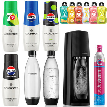 SODASTREAM TERRA SATURATOR NABÓJ 2 BUTELKI 1L FUSE + 4x Syrop i Saszetki - SodaStream