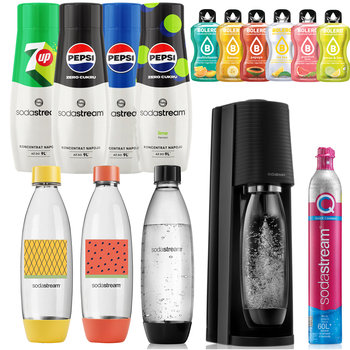 SODASTREAM TERRA SATURATOR NABÓJ 3 BUTELKI 1L FUSE i SE + 4x Syrop - SodaStream