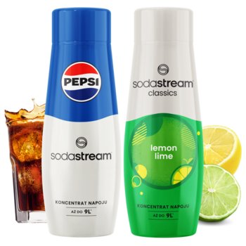 SODASTREAM Zestaw koncentratów PEPSI + LEMON-LIME CYTRYNA LIMONKA Syropy Smakowe Owocowe do Wody 440 ml - SodaStream