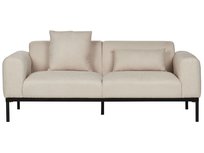 Sofa 2-osobowa len syntetyczny beżowa MALMOS