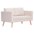 Sofa 2-osobowa, materiałowa, kremowa - vidaXL