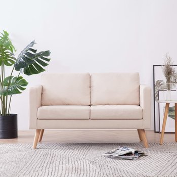 Sofa 2-osobowa, materiałowa, kremowa - vidaXL