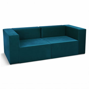 Sofa 2-Osobowa Modułowa Leon W Kolorze Niebieskim – Segment Do Zestawu Mebli Modułowych: 2 Siedziska, 2 Oparcia, 2 Podłokietniki - Postergaleria