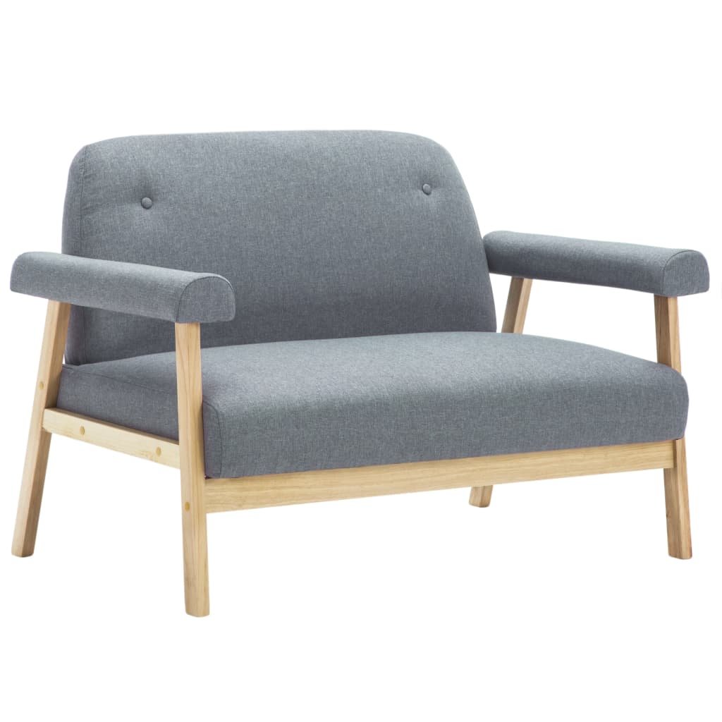 Sofa 2-osobowa tapicerowana tkaniną, jasnoszara, 115x69x75 cm