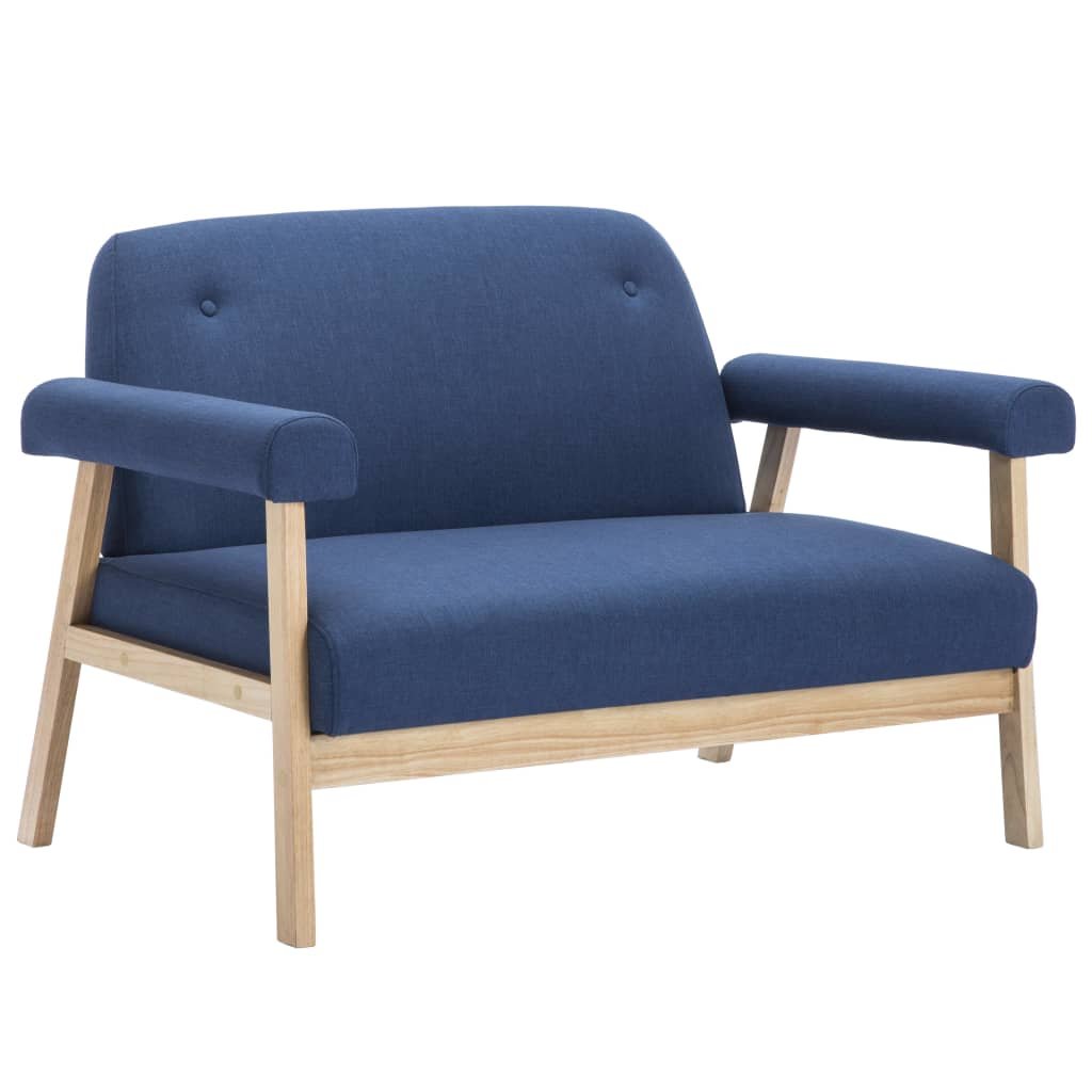 Sofa 2-osobowa tapicerowana tkaniną, niebieska, 115x69x75 cm