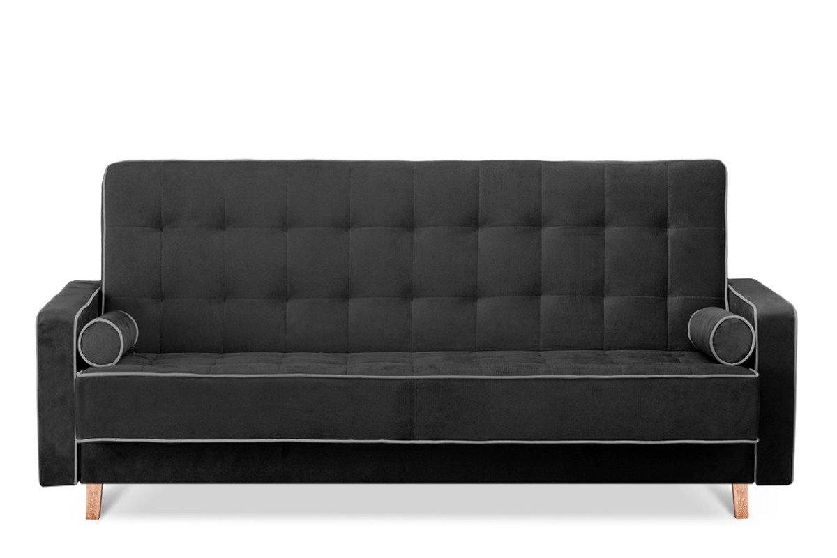 Sofa 3 DOZER czarny/szary, 223x85x93, tkanina
