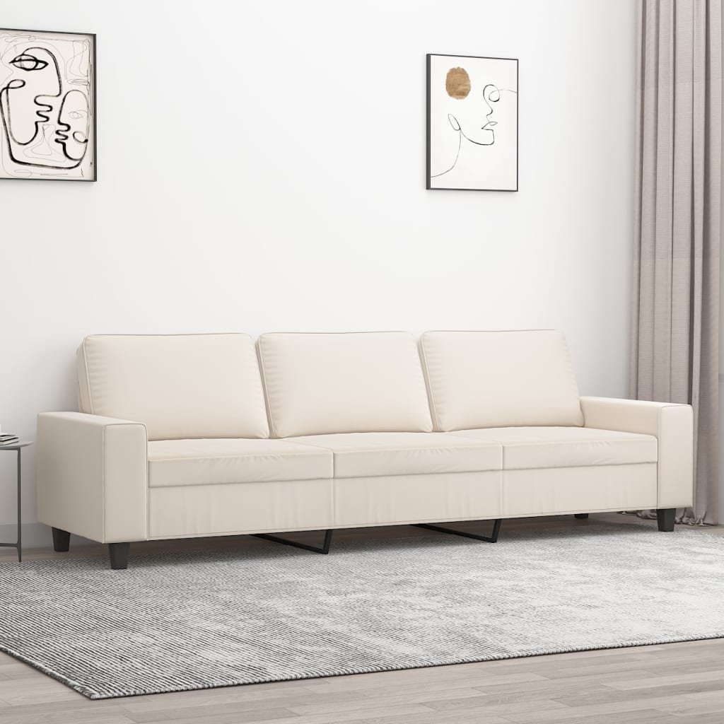 Sofa 3-Osobowa, Beżowy, 210 Cm, Tapicerowana Mikrofibrą - vidaXL ...
