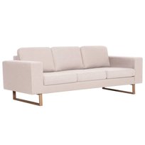 Sofa 3-osobowa kremowa, 200x82x75 cm, drewniana ra / AAALOE