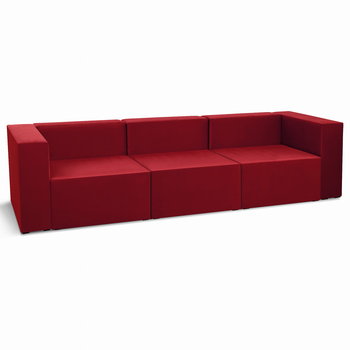 Sofa 3-osobowa modułowa LEON w kolorze czerwonym – segment do zestawu mebli modułowych: 3 siedziska, 3 oparcia, 2 podłokietniki - Postergaleria