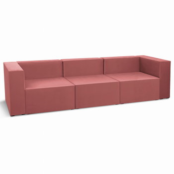 Sofa 3-osobowa modułowa LEON w kolorze różowym – segment do zestawu mebli modułowych: 3 siedziska, 3 oparcia, 2 podłokietniki - Postergaleria