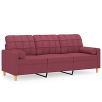 Sofa 3-osobowa z poduszkami, 198x77x80 cm, winna c / AAALOE