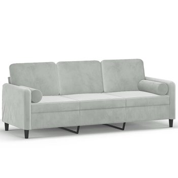 Sofa 3-osobowa z poduszkami, aksamit, jasnoszary,  / AAALOE - Inny producent