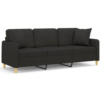Sofa 3-osobowa z poduszkami, czarna, 198x77x80 cm - Zakito Europe