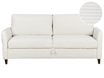Sofa 3-osobowa z pojemnikiem sztruksowa biała MARE - Beliani
