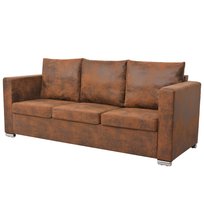 Sofa 3-osobowa zamszowa brązowa 191x73x82 cm / AAALOE