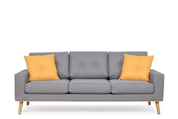 Sofa 3 ZAPPO *szary/żółty, 211x88x86, tkanina/drewno  - Konsimo