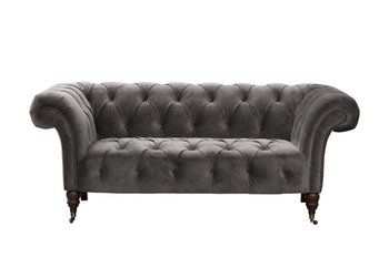 Sofa Chesterfield Glamour, Velvet Dark Grey 2os., 187x94x75 cm - Dekoria