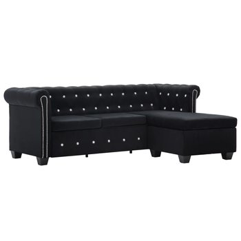 Sofa Chesterfield z leżanką vidaXL, czarna, 199x142x72 cm - vidaXL