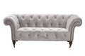 Sofa dwuosobowa DEKORIA Chesterfield Glamour Velvet, szara, 187x94x74 cm - Dekoria