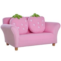 Sofa dziecięca HOMCOM, fotel dziecięcy, sofa, kanapa, krzesło dziecięce, pokój dziecięcy, sofa miękka, sofa podwójna, sofa pojedyncza (sofa truskawkowa) Homcom