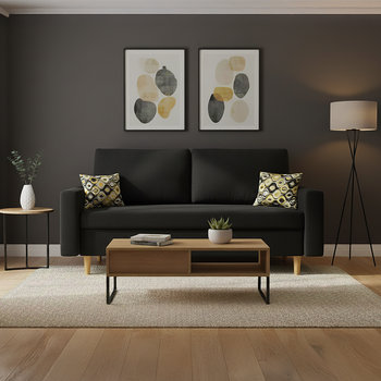 Sofa Etna z Funkcją Spania Łóżko Rozkładana, Czarna - Adams Group