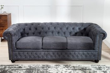 Sofa INVICA INTERIOR CHESTERFIELD, ciemnoszara, 210x85x73 cm - Invicta Interior