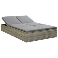 Sofa/łóżko ogrodowe rattanowe 2-w-1, szary, 200x12 / AAALOE