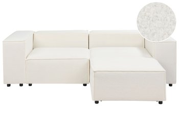 Sofa modułowa 2-osobowa boucle z otomaną biała APRICA - Beliani